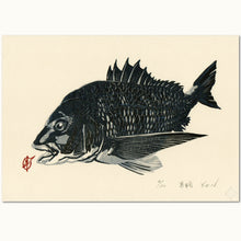 Load image into Gallery viewer, Hand-Printed Woodblock Print of Black Sea Bream
